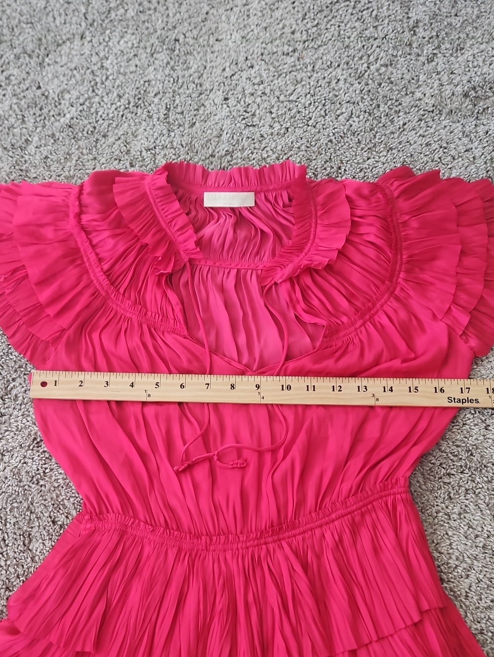 Ulla Johnson Hot Pink Ruffle Tiered Dress 4 - Picture 7 of 10
